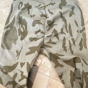 Green and Gray Camouflage Leggings
